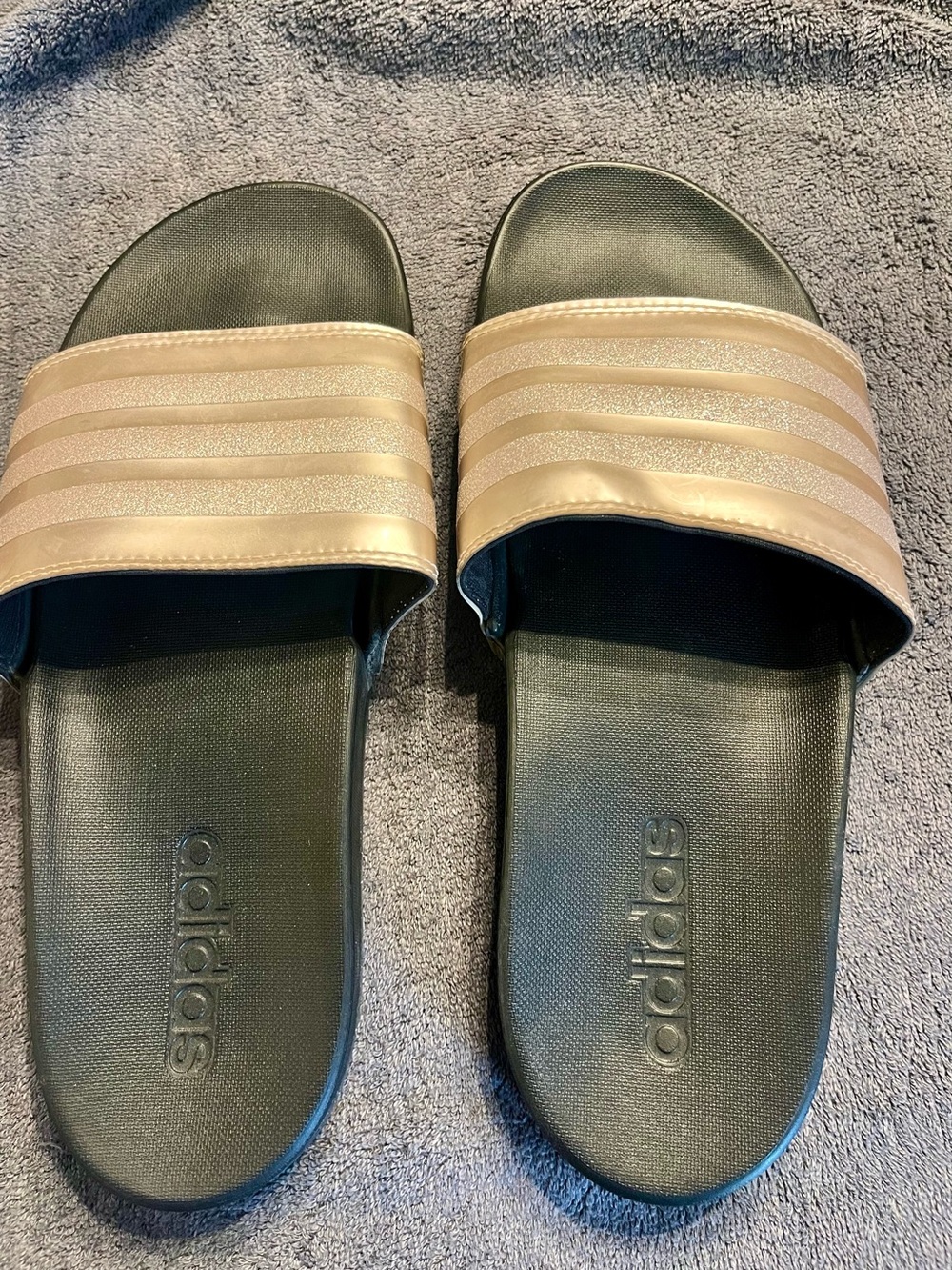 adidas Women’s Metallic & Glitter Pink Slide Sandals